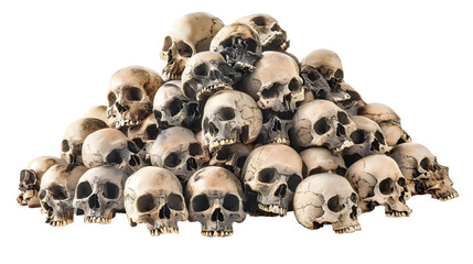 pile of skulls isolated on white background