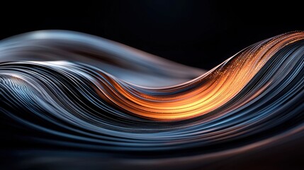 Poster - Dynamic glowing ripples of light abstract art digital creation dark background close-up modern aesthetics