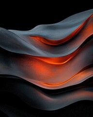 Poster - Dynamic glowing waves of fire-like ripples abstract digital artwork dark environment close-up view energy concept