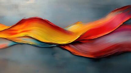 Poster - Dynamic brushstrokes of fiery reds and yellows abstract art studio colorful composition horizontal view modern expression