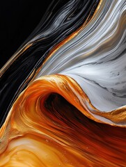 Poster - Dynamic swirls of liquid gold and silver abstract art dark background fluid motion close-up chaotic beauty