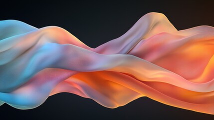 Poster - Dynamic waves of flowing silk textures in glowing fantasy environment abstract art digital design