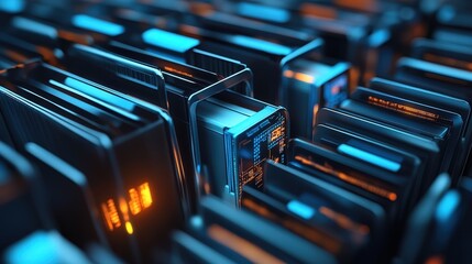 Poster - advanced digital data storage technology showcasing global network of folders and components for sea