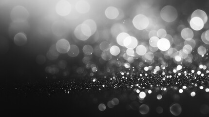 Poster - Sparkling silver and black background with bokeh effect creating a dreamy atmosphere