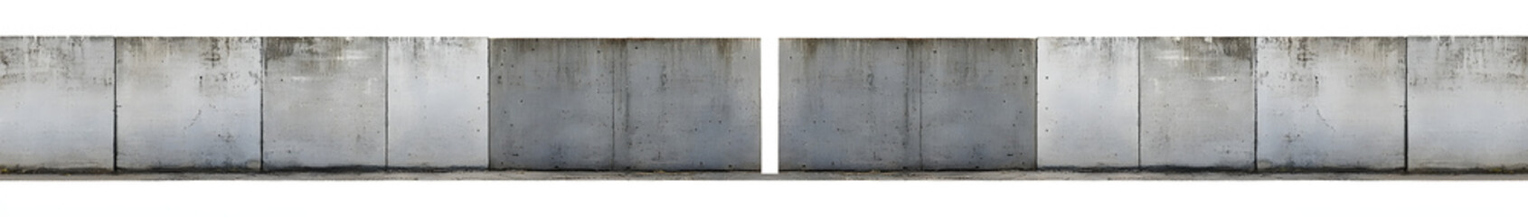 Wall Mural - Set of concrete cement walls, building barriers or borders, isolated on a transparent background. PNG, cutout, or clipping path.