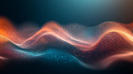 Poster - Abstract wave patterns with vibrant colors and light effects in a digital landscape