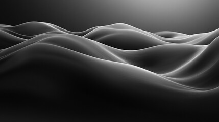 Poster - Smooth flowing contours of monochrome waves create a serene depth in abstract art