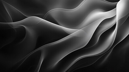 Poster - Abstract waves of flowing fabric create a dynamic monochrome composition