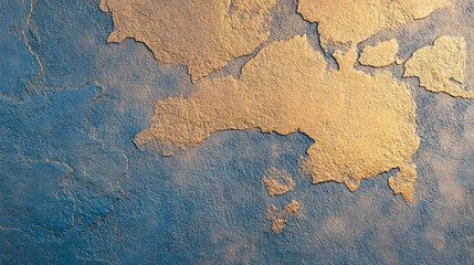 Poster - Textured wall with blue and gold tones creating an abstract artistic effect