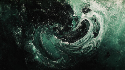 Poster - Swirling abstract patterns in dark green and black hues create a mesmerizing visual experience