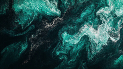 Poster - Swirling turquoise and black patterns of water create a mesmerizing abstract design
