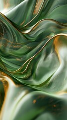 Aufkleber - Dynamic waves of rich olive tones undulate gracefully, accentuated by shimmering golden highlights that capture the essence of tranquility and movement, inviting a sense of calm