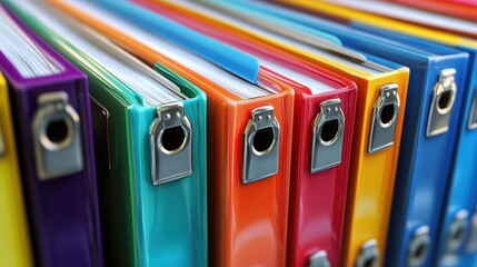 Poster - Colorful Binders and Folders for Document Management System in Office Organization and Administration Setup with Files and Records