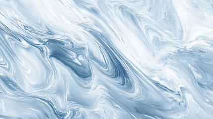 Poster - Abstract blue and white marbled texture creating a serene visual design in soft tones