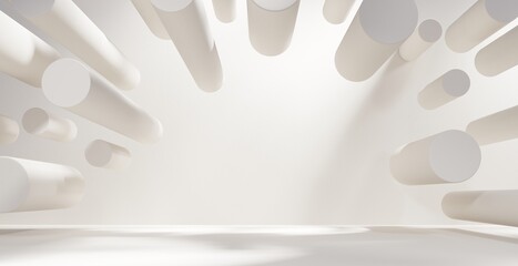 Poster - Abstract White empty interior room background, 3d rendering.