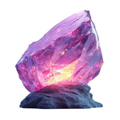 Wall Mural - vibrant pink crystal on rock base isolated on transparent background