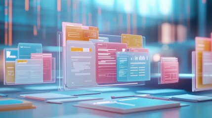 Poster - digital concept of online document approval process with ai technology in a modern workspace featuri