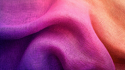 Poster - Colorful fabric displaying vibrant shades of purple and orange in soft folds