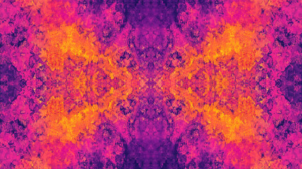 Poster - Colorful abstract pattern showcases vibrant purple and orange hues in symmetrical design
