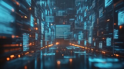 Poster - ai concept of online document approval with futuristic data stream visualizing digital workflow and 