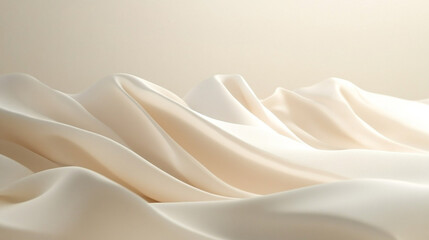 Poster - Soft white silk fabric draped elegantly on a flat surface in soft lighting