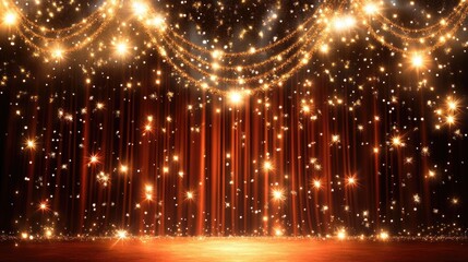 Poster - A luxurious red sparkle backdrop featuring glowing glitter effects and soft golden highlights.