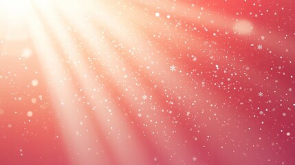 Poster - A polished red gradient with scattered snowflakes and radiant light beams.