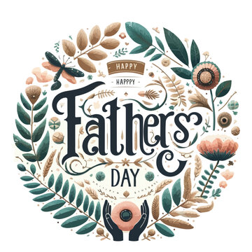 Happy fathers day typography.  Modern calligraphy logo of  fathers day .on a white background
