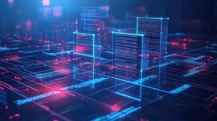 Aufkleber - abstract digital representation of a document management system with futuristic elements and colorfu