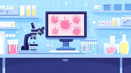 Aufkleber - Exploration of bacteria in a modern laboratory setting with advanced equipment and visual displays. Generative AI