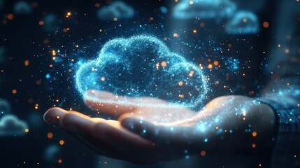 Poster - digital cloud concept representing electronic document storage and business innovation in a modern t