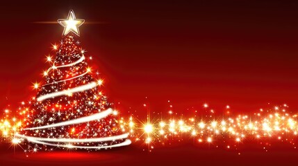 Poster - A sleek red Christmas gradient with glowing light effects and radiant holiday sparkles.