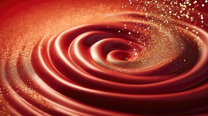 Poster - A vibrant red backdrop illuminated with swirling glitter and radiant golden sparkles, evoking excitement.