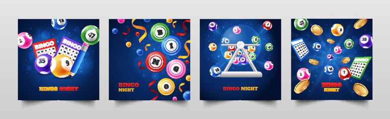 Wall Mural - colorful bingo night illustrations set