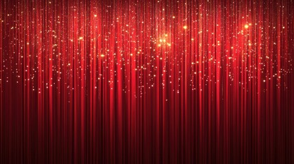 Poster - A vibrant red background featuring glowing glitter effects and radiant light streaks, perfect for a celebratory design.