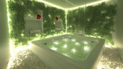 Poster - Bathtub with foliage.