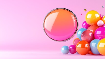 Canvas Print - Colorful Spheres on Pink Background