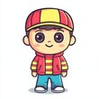 © fadillah - Adorable Cartoon Boy Wearing Red Jacket And Hat