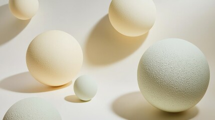 Poster - Floating amidst a gentle backdrop, a series of gradient spheres in pastel sage green and cream evoke a serene and artistic atmosphere
