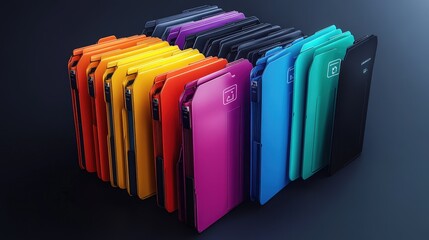 Poster - colorful folder collection for business and technology storage solutions in a digital age