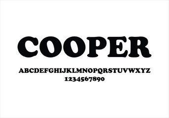 Cooper font for logo and headline. Isolated vector typeset