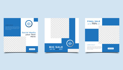 Wall Mural - set of editable minimal square banner template. social media post sale template design