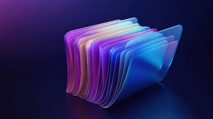 Poster - colorful transparent files representing document management system for online file storage in a digi