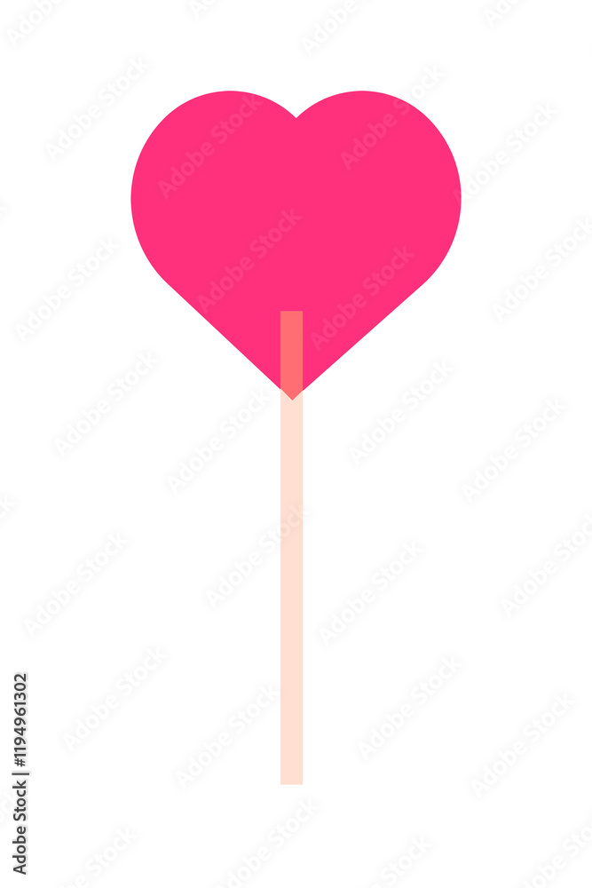 Pink heart lollipop vector illustration isolated on transparent ...