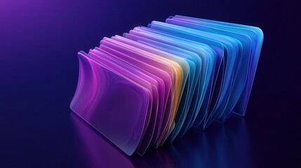 Poster - colorful transparent file folders organized in an aesthetic fashion on a dark background for documen