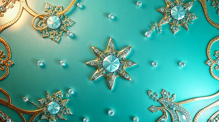 Wall Mural - background of blue and gold gems