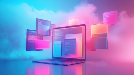 Poster - dynamic online document management system with colorful user interface and cloud data storage visual