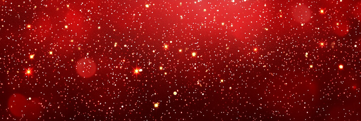 Wall Mural - abstract background with dark red and gold particle. golden light shine particles bokeh on navy blue