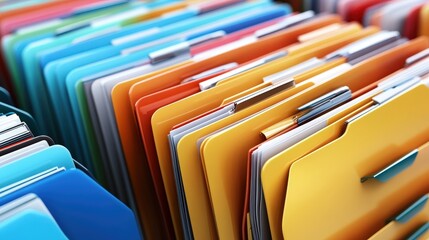 Poster - colorful file folders organized in a filing cabinet for effective document management and online dat