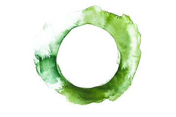 Wall Mural - light green watercolor stain in ring shape isolated